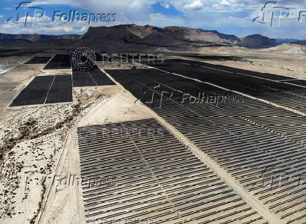 Construction work on solar power arrays continues at rPlus Energies' Green River Energy Center in Emery