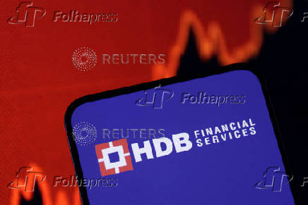 FILE PHOTO: Illustration shows HDB Financial Services logo and rising stock graph