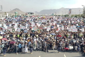 Houthis protest against US, Israel