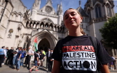 'Palestine Action' activisits protest outside the High Court in London