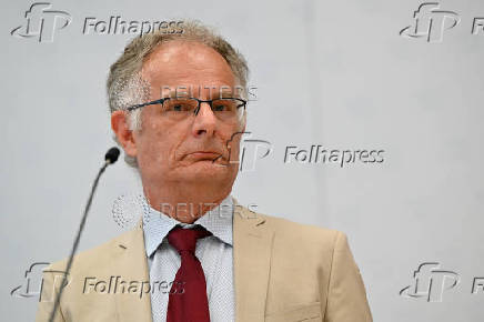 Austria's Finance Minister Markus Marterbauer holds a press conference, in Vienna