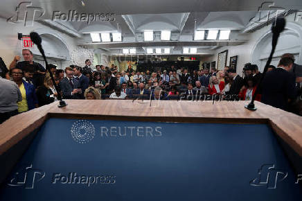 U.S. President Trump meets members of the media at the White House in Washington, D.C