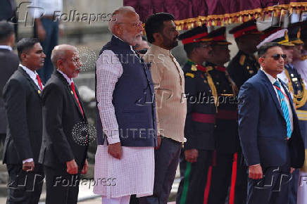India's PM Modi attends his welcoming ceremony in Colombo