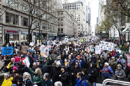 Protest against US President Trump's policies in New York