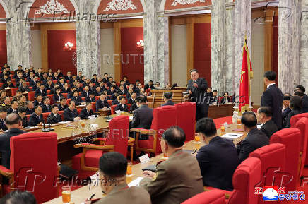 North Korean leader Kim Jong Un attends the 12th Plenary Session of the 8th Central Committee of the Workers' Party of Korea, in Pyongyang