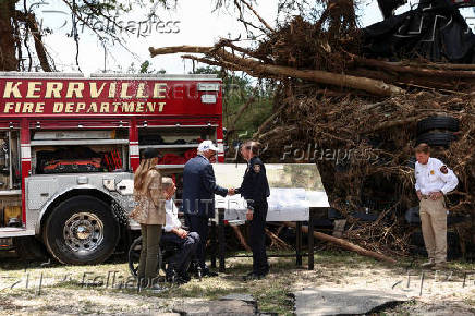 U.S. President Donald Trump visits flood affected areas of Texas