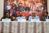 Executive Director of Cristosal Noah Bullock addresses the media, in Guatemala City
