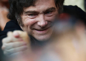 Milei participates in a party rally ahead of the mid-term elections