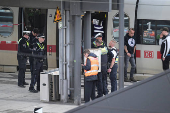 Aftermath of a knife attack at Hamburg's main train station