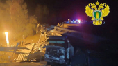 Aftermath of bridge collapse and train derailment in Russia's Bryansk region