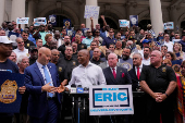 New York City Mayor Eric Adams endorsed  by members of the law enforcement for re-election in New York
