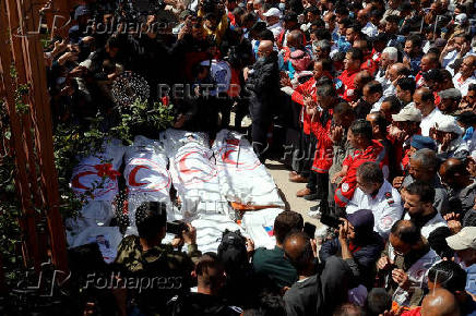 Palestinians mourn medics in Khan Younis