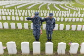 Flags placed on military veteran graves for Memorial Day in Brooklyn