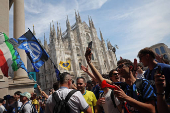 Champions League - Final - Inter Milan fans gather in Milan