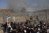 Druze poeple in Golan Heights gather near Syria border
