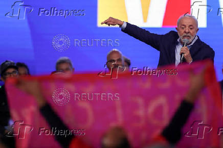 Brazil's President Lula attends a ceremony to announce a favela urbanization plan, in Osasco