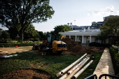 Construction in White House Rose Garden