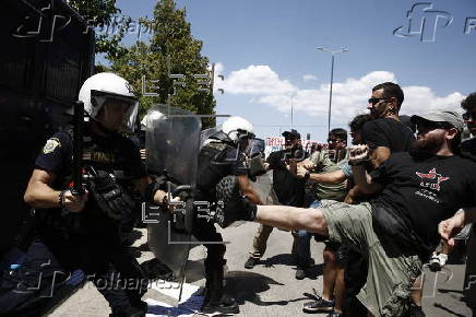 University students clash with police near Athens