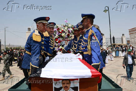 Funeral procession of Houthi government officials killed in an Israeli strike, in Sanaa