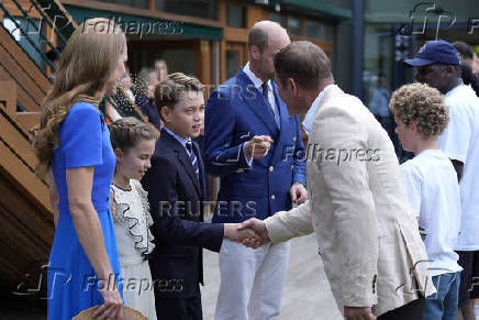 Britain's Prince William and Princess Catherine attend the Wimbledon Tennis Men's finals