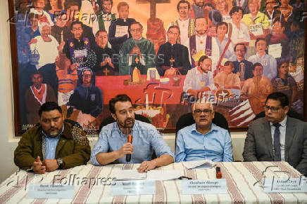Executive Director of Cristosal Noah Bullock addresses the media, in Guatemala City