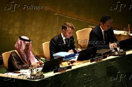 conferência internacional de alto nível para a solução pacífica da questão da Palestina e a implementação da solução de dois Estados.