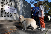 People vote at a pre-polling centre in Sydney