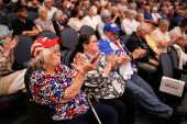 U.S. Congressman Mike Lawler (R-NY) attends a town hall meeting in Mahopac, New York