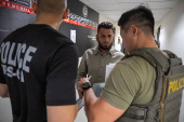 U.S. federal immigration officers operate at immigration court in New York