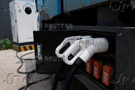 Sany electric heavy truck is being charged at a charging station in Langfang, Hebei