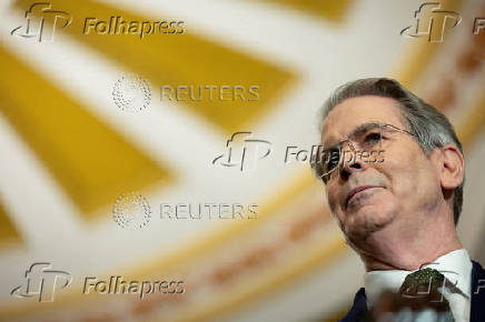 FILE PHOTO: U.S. Secretary of the Treasury Scott Bessent speaks during a press conference following a weekly policy luncheon on Capitol Hill in Washington, D.C.