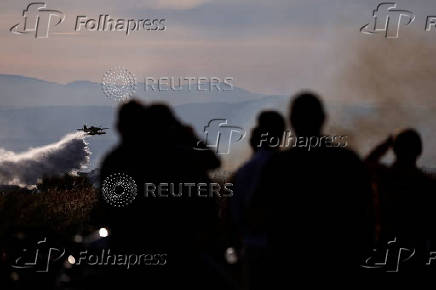 A wildfire burns on the outskirts of Valmojado