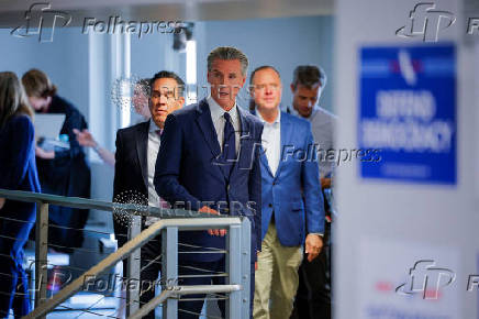 California Gov. Gavin Newsom makes redistricting announcement in Los Angeles, CA