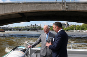 Britain's King Charles visits the Thames Tideway Tunnel Project in London