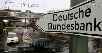 FILE PHOTO: A sign is seen outside the headquarters Germany's central bank Deutsche Bundesbank in Frankfurt