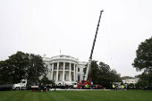 New flagpole is installed on the South Lawn at the White House