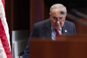 Senate minority leader Schumer speaks on the tariff plans implemented by the Trump administration