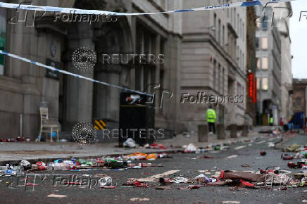 Aftermath of an incident where a car hit fans at the Liverpool parade