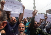 Protests in Srinagar following Israeli airstrikes on Iran