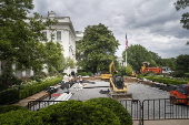 Construction at White House Rose Garden