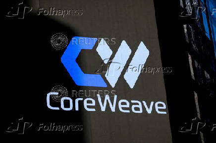 FILE PHOTO: CoreWeave's logo is seen in New York