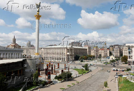 A view shows the Independence Square of Ukrainian capital in central Kyiv
