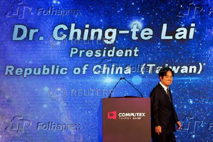 Taiwan President Lai Ching-te delivers a speech at the opening ceremony of Computex in Taipei