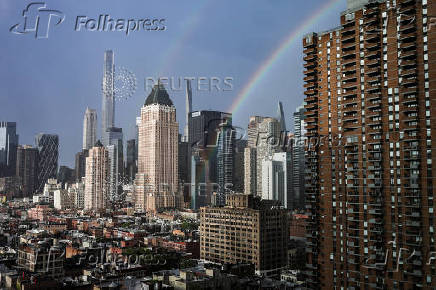 A double rainbow after the rain in New York City