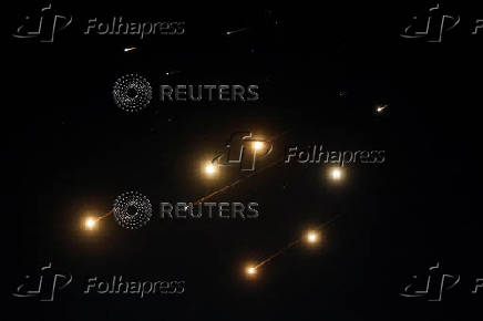 Missiles launched from Iran towards Israel are seen from Tubas