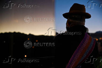 Bolivian indigenous Aymara welcome the New Year, in El Alto