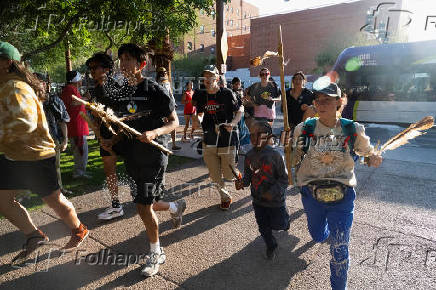 Protest to stop the sale of Oak Flat, land considered sacred by the Apache, to Resolution Copper in Phoenix, Arizona