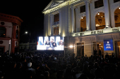 El Salvador's President Nayib Bukele delivers a speech to mark the first year of his second term in office, in San Salvador