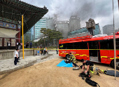 Fire at the Central Buddhist Museum building in Seoul