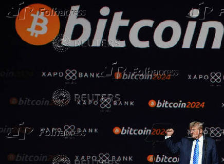 FILE PHOTO: Republican presidential nominee Donald Trump attends the crypto conference in Nashville